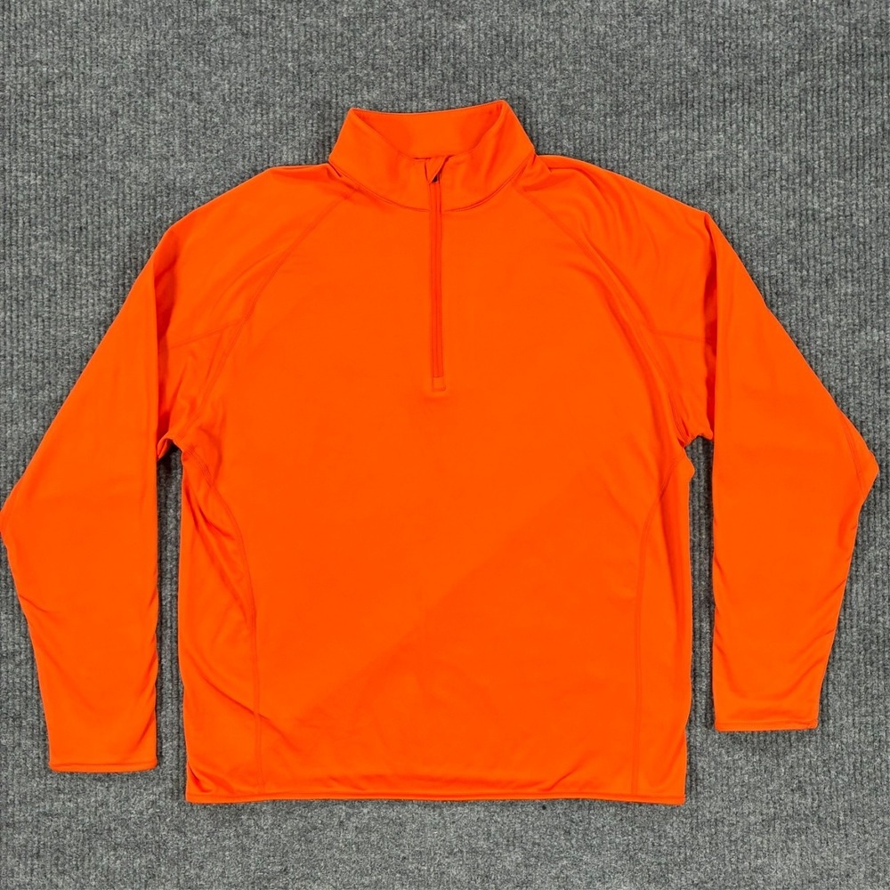 Levelwear Mens Large Blaze Orange 1/4 Zip Performance Pullover Long Sleeve Shirt